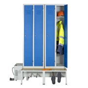 Module de 2 vestiaires ventilé industrie propre avec socle banc