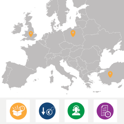 Carte d'europe présentant les pays d'origine des vestiaires