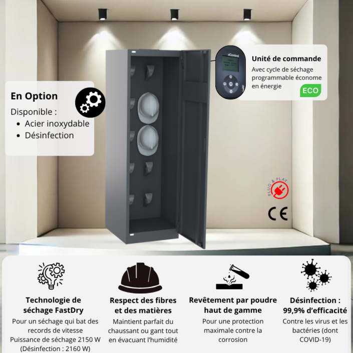 Armoire ChauffanteDésinfectante Casques fermés ÉDITION CLOS – 10 support (5)