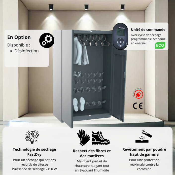 Vestiaire Chauffant professionnel 8 personnes ÉDITION CLOS – Sèche vestes, pantalons, chaussures et gants