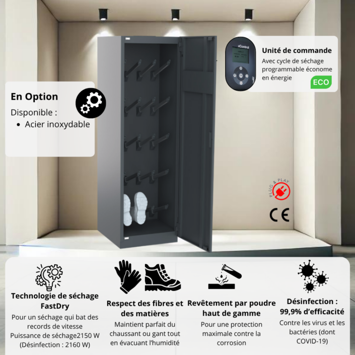 Vestiaires chauffants fermés ÉDITION CLOS - 10 personnes - chaussuresgants (2)