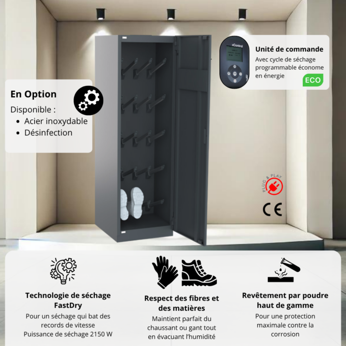 Vestiaires chauffants fermés ÉDITION CLOS - 10 personnes - chaussuresgants