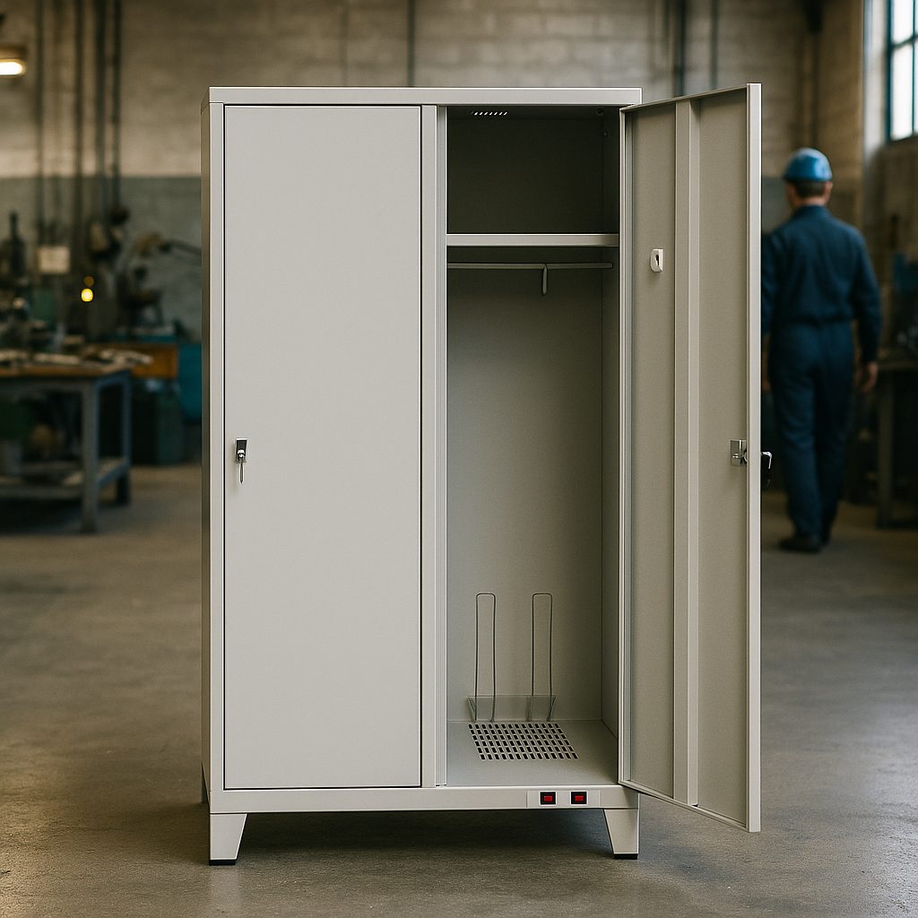 Vestiaire chauffant OPTIM installé dans un atelier industriel